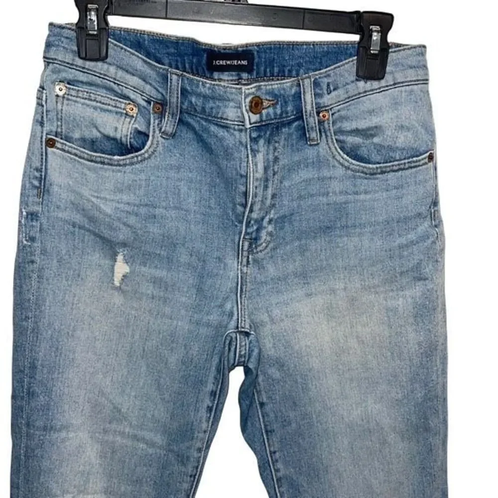 J. Crew Womens Frayed Hem‎ Mid Rise Slim Broken-In Boyfriend Jeans Blue Size 26